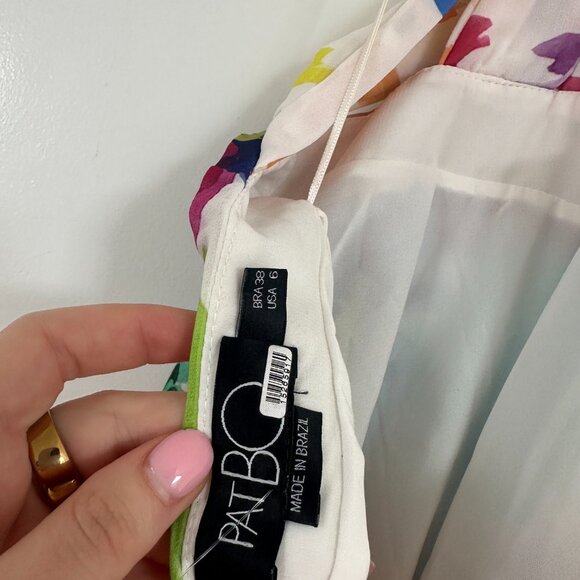 PatBO Bloom Cutout Flare Maxi Dress Halter Neck Back Tie Multicolor Print Size 6 - Picture 12 of 15